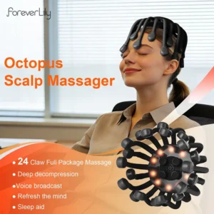 مساج الراس على شكل اخطبوط بدرجات اهتزاز مختلفة وموسيقى تساعد على الاسترخاء